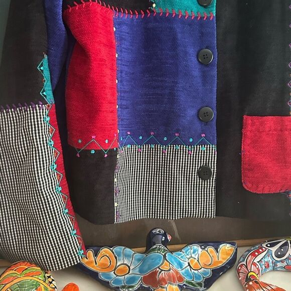 Koret Petites Multicolor Patchwork Blazer M - Picture 6 of 16